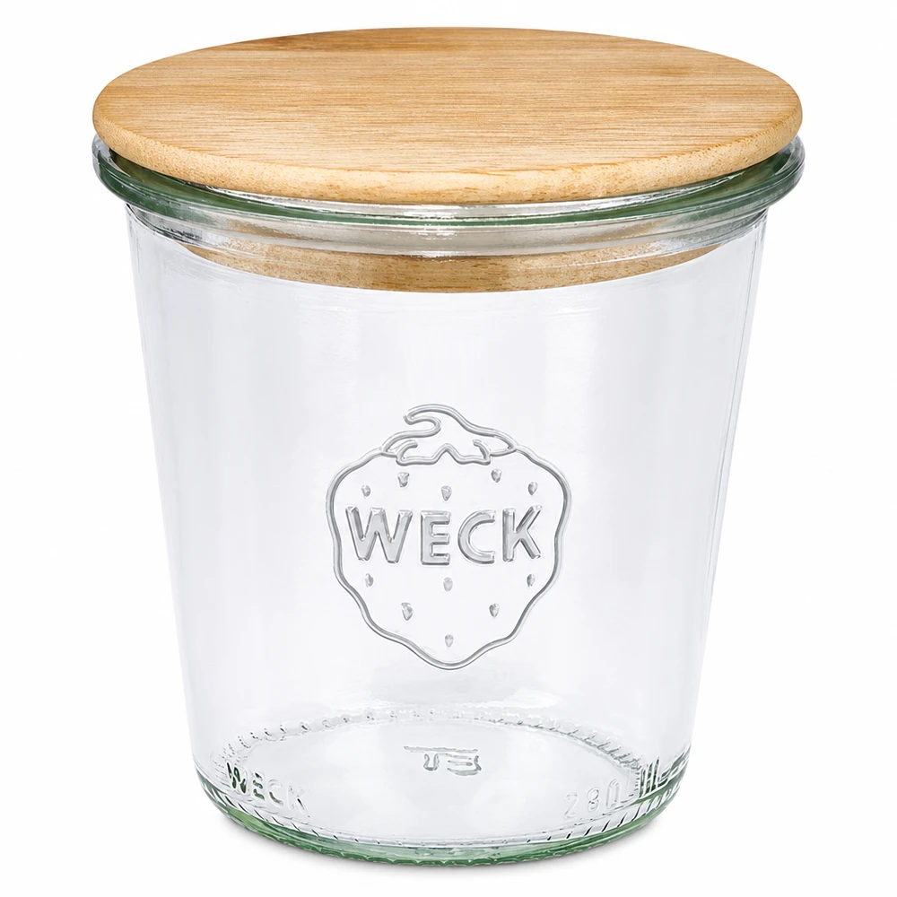 Vaso alto 290ml WECK RR80 con tapa de madera WECK tarro giratorio 290ml alto RR80 con tapa de madera Tarro para conservas Tarro de cristal con tapa de rosca de madera