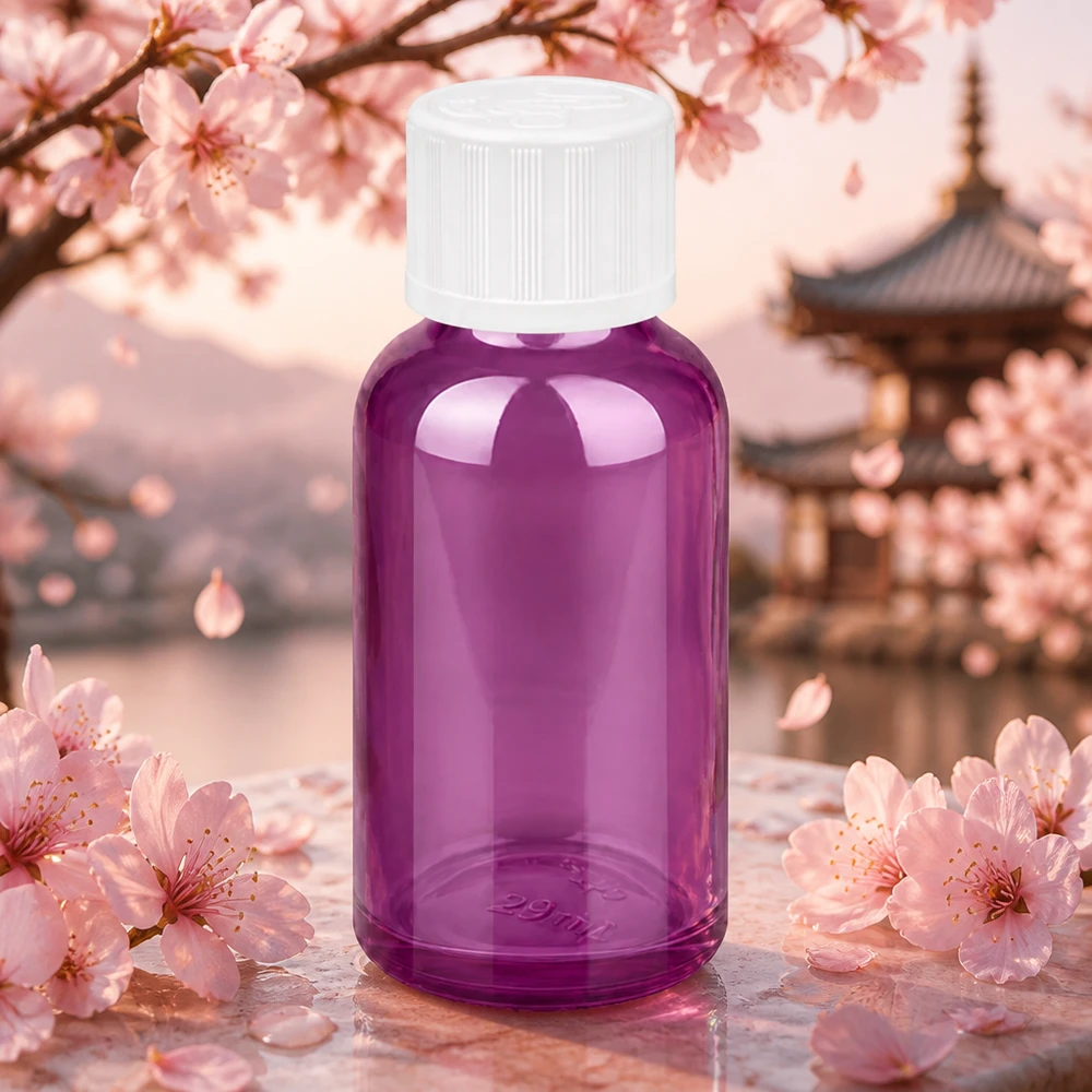 Frasco compacto morado de 30 ml con cuentagotas de 1,2 mm para una dosificación uniforme del líquido