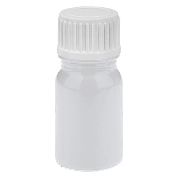 Frasco cuentagotas de 5 ml con tapón blanco de 0,9 mm, cierre estándar WhiteLine UT18/5 Frasco cuentagotas de 5 ml con tapón blanco de 0,9 mm, cierre estándar WhiteLine UT18/5