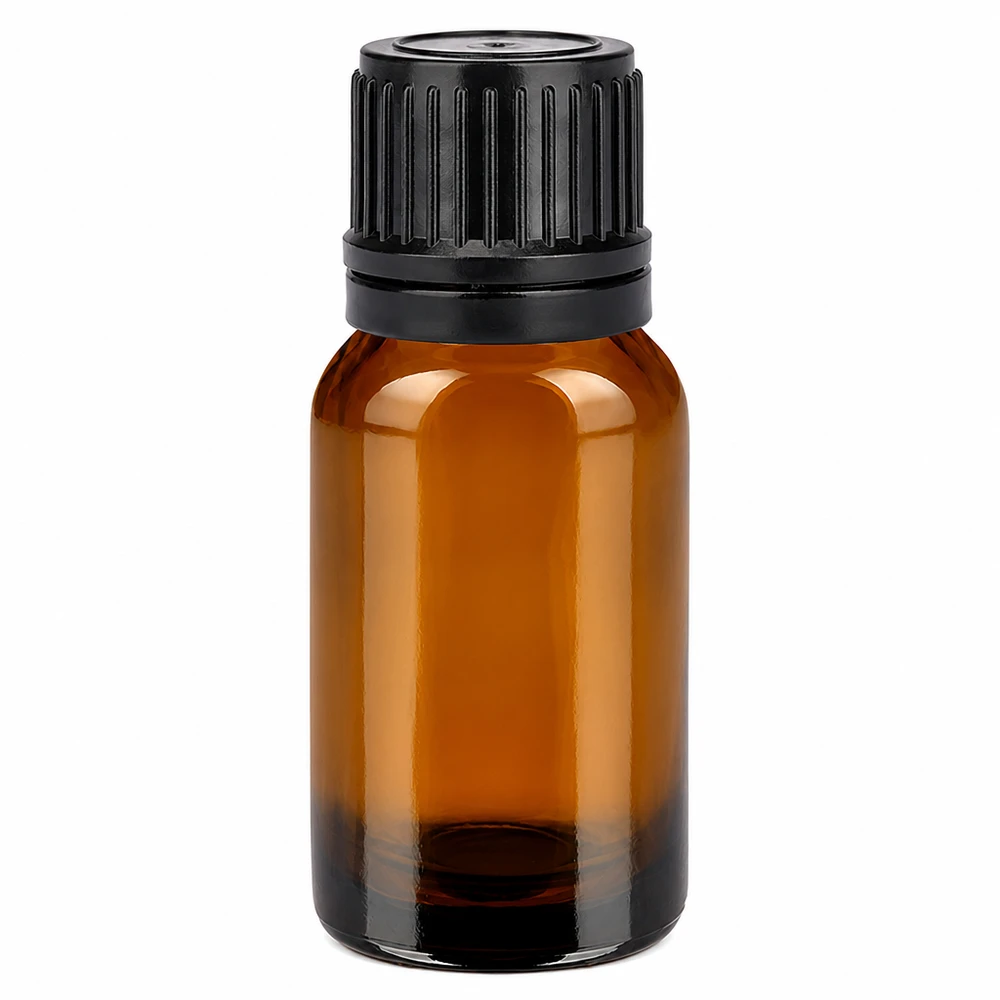 Botella 10ml tapón rosca 11mm negro BrownLine UT18/10 Frasco de vidrio marrón de 10 ml con tapón de rosca negro para aceites esenciales y cosméticos