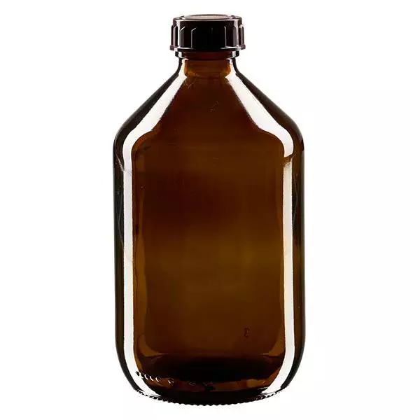 Frasco medicamento ámbar 500ml, con tapón ámbar ApoGlas
