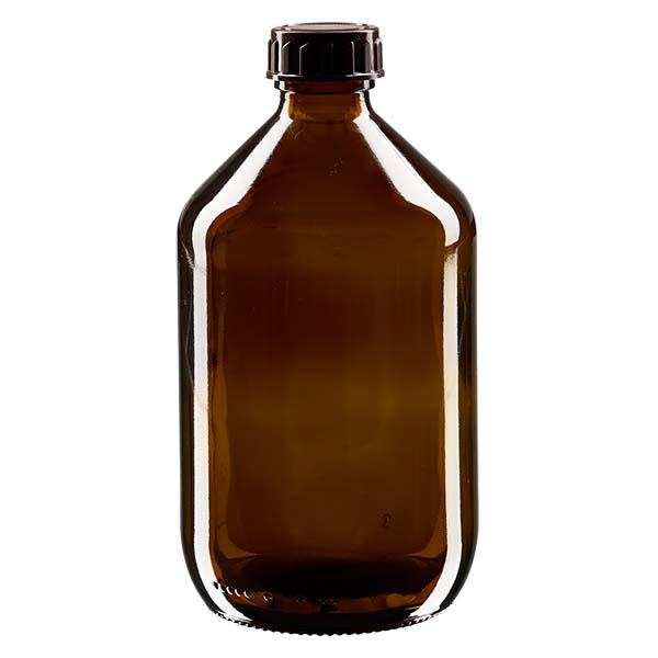 Frasco medicamento ámbar 500ml, con tapón ámbar ApoGlas Frasco medicamento ámbar 500ml, con tapón ámbar ApoGlas