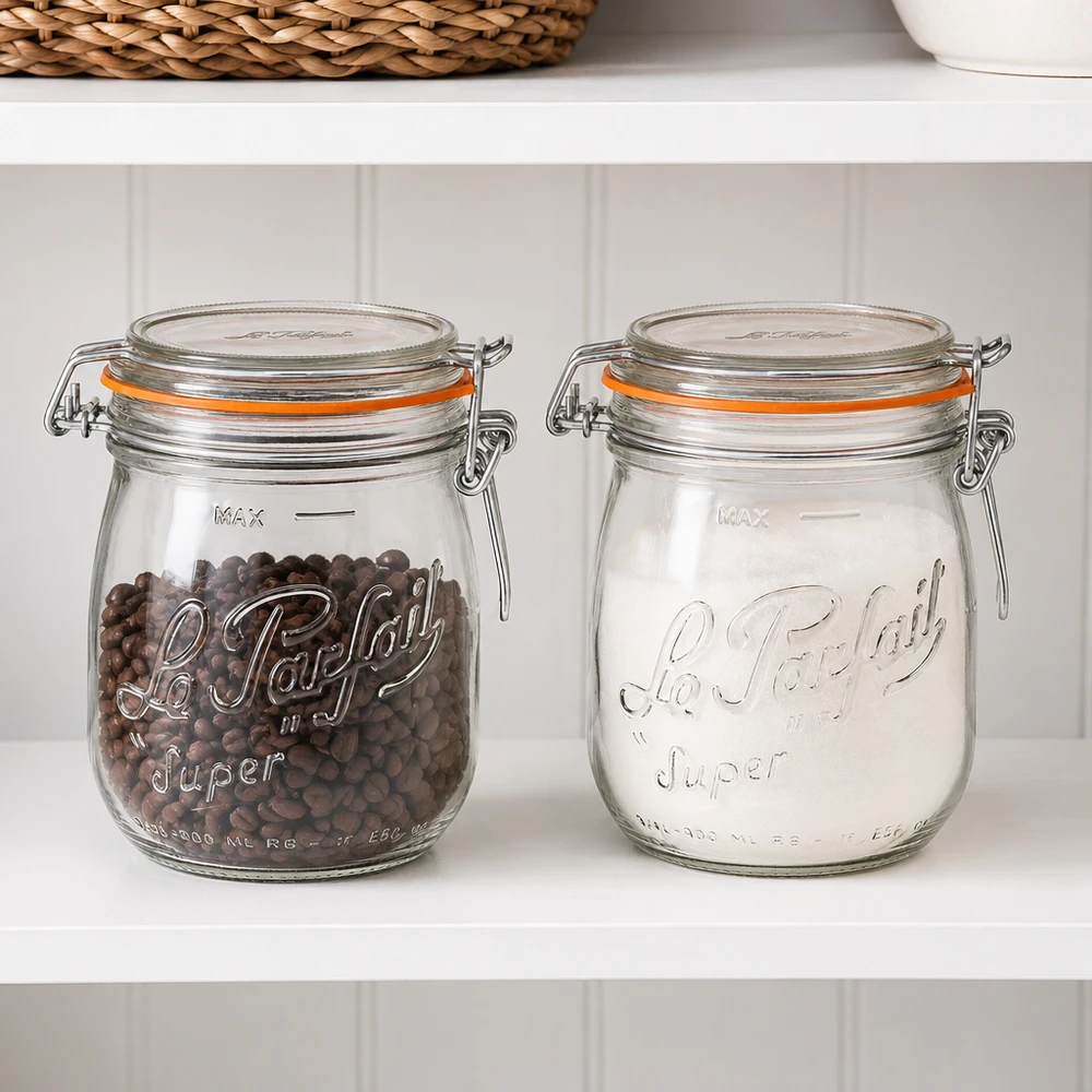 750ml Le Parfait Super tarro de conservas con tapa abatible Café en grano Harina Conservas de cocina tarro de conservas