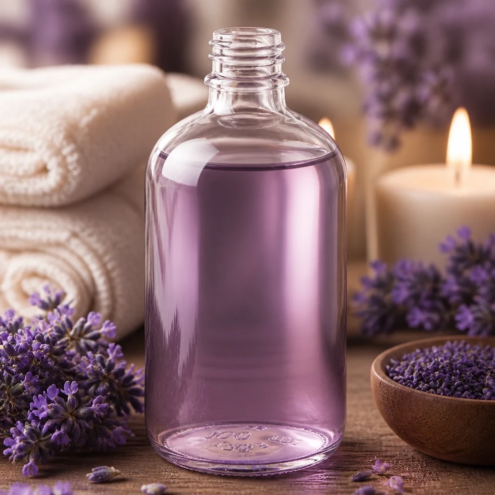 Frasco de vidrio transparente 100ml DIN 18 Frasco de vidrio transparente ApoGlas 100ml con forma elegante para cosméticos y aceites esenciales