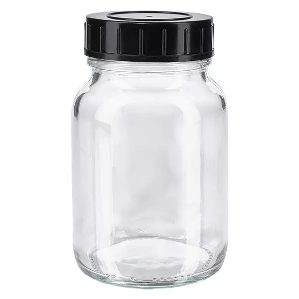Botella cuello ancho 250ml vidrio transparente con tapón rosca Botella cuello ancho 250ml vidrio transparente con tapón rosca