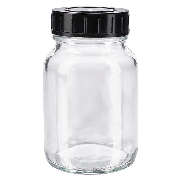 Botella cuello ancho 250ml vidrio transparente con tapón rosca Botella cuello ancho 250ml vidrio transparente con tapón rosca