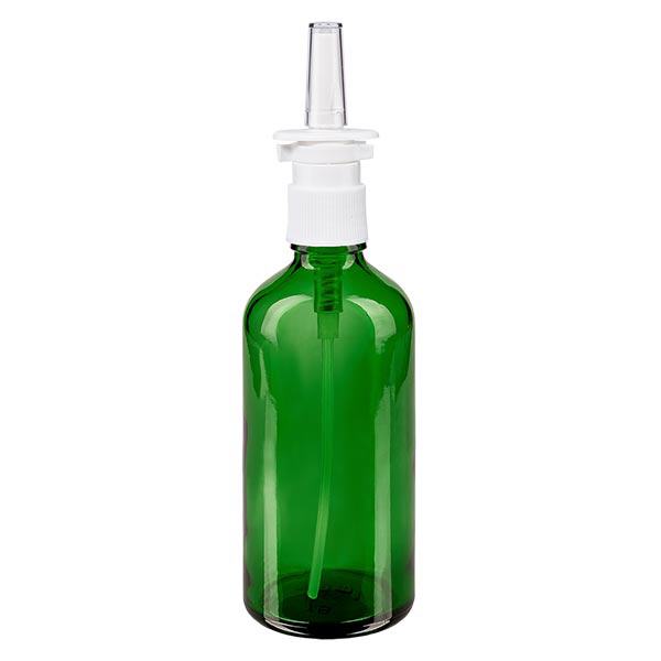 Botella de farmacia verde 100ml spray nasal blanco estándar Botella de farmacia verde 100ml spray nasal blanco estándar