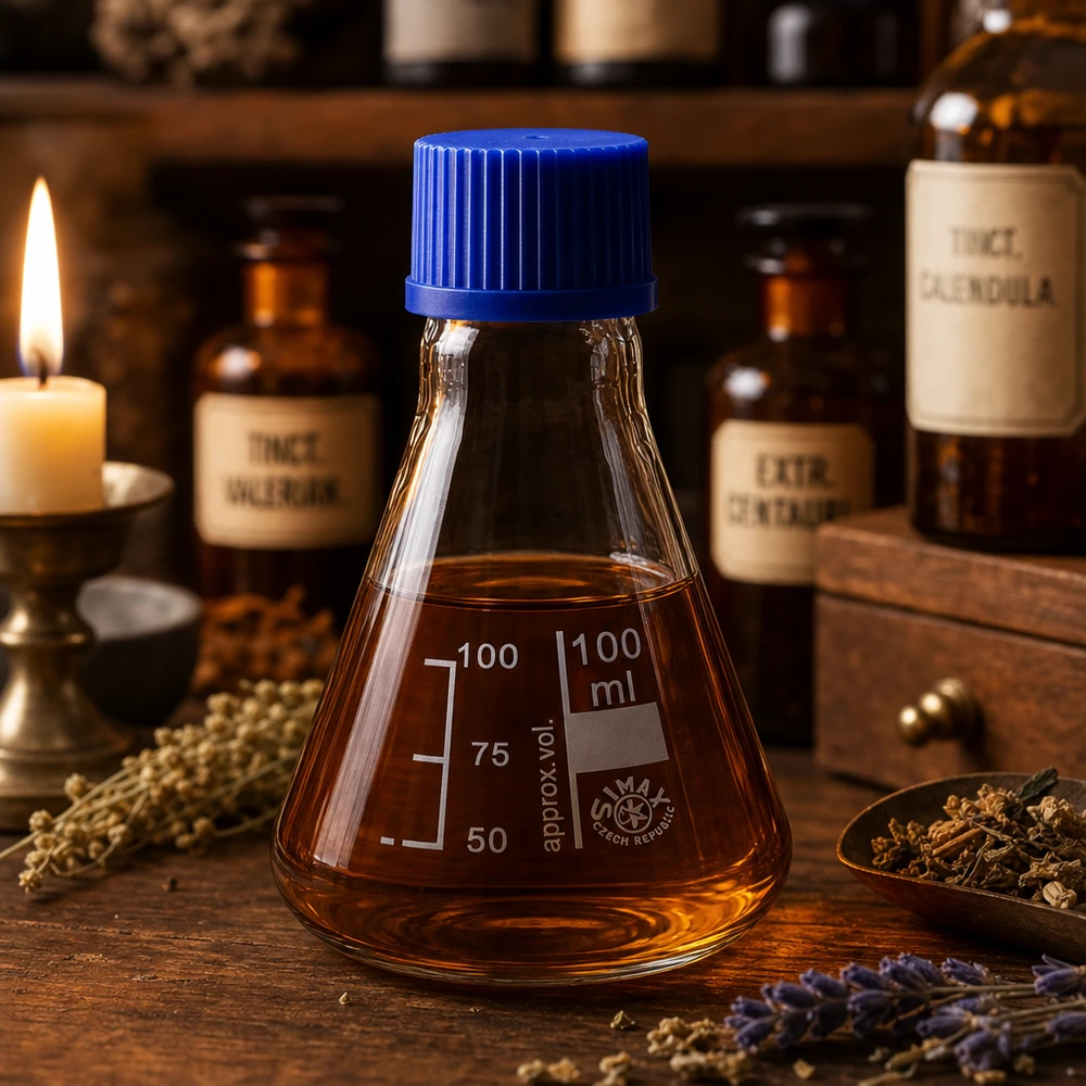 Matraz Erlenmeyer 100ml con tapón de rosca Frasco de vidrio marrón Erlenmeyer de 100 ml con tapón de rosca azul para aromaterapia y mezclas de hierbas
