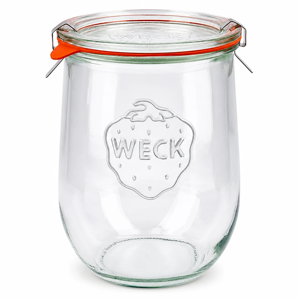 1062ml tarro tulipán completo WECK RR100 WECK tarro tulipán 1062ml RR100 tarro de conserva con tapa de cristal anillo de goma y pinzas para conservar y almacenar