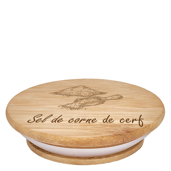 Couvercle en bois "Sel de corne de cerf" pour WECK RR60 Couvercle en bois "Sel de corne de cerf" pour WECK RR60