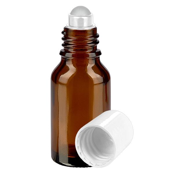 Botella de farmacia marrón 30ml tapón roll-on blanco Botella de farmacia marrón 30ml tapón roll-on blanco