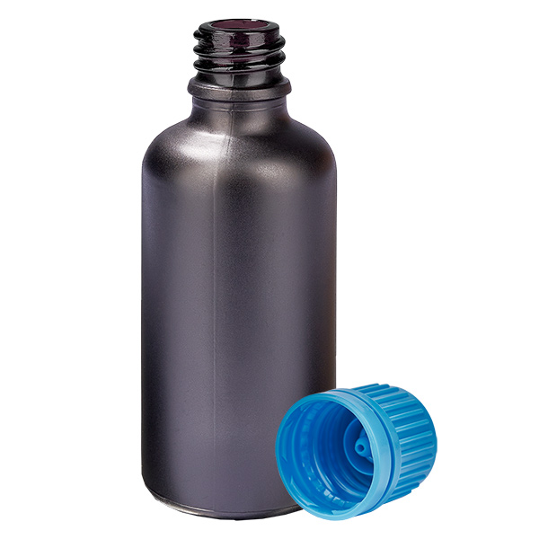 Botella 50ml tapón rosca 11mm azul precinto BlackLine UT18/50 Botella 50ml tapón rosca 11mm azul precinto BlackLine UT18/50