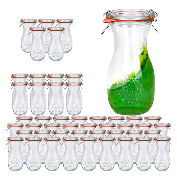 Juego de 48 tarros Weck 290ml botella de zumo con 48 tapas de cristal