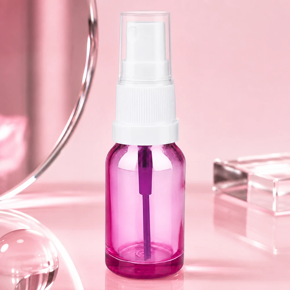 Frasco cuentagotas 10ml blanco/transparente Standard PurpleLine UT18/10 Elegante frasco pulverizador de 10 ml con diseño Purple Line y tapón blanco para aplicaciones de belleza