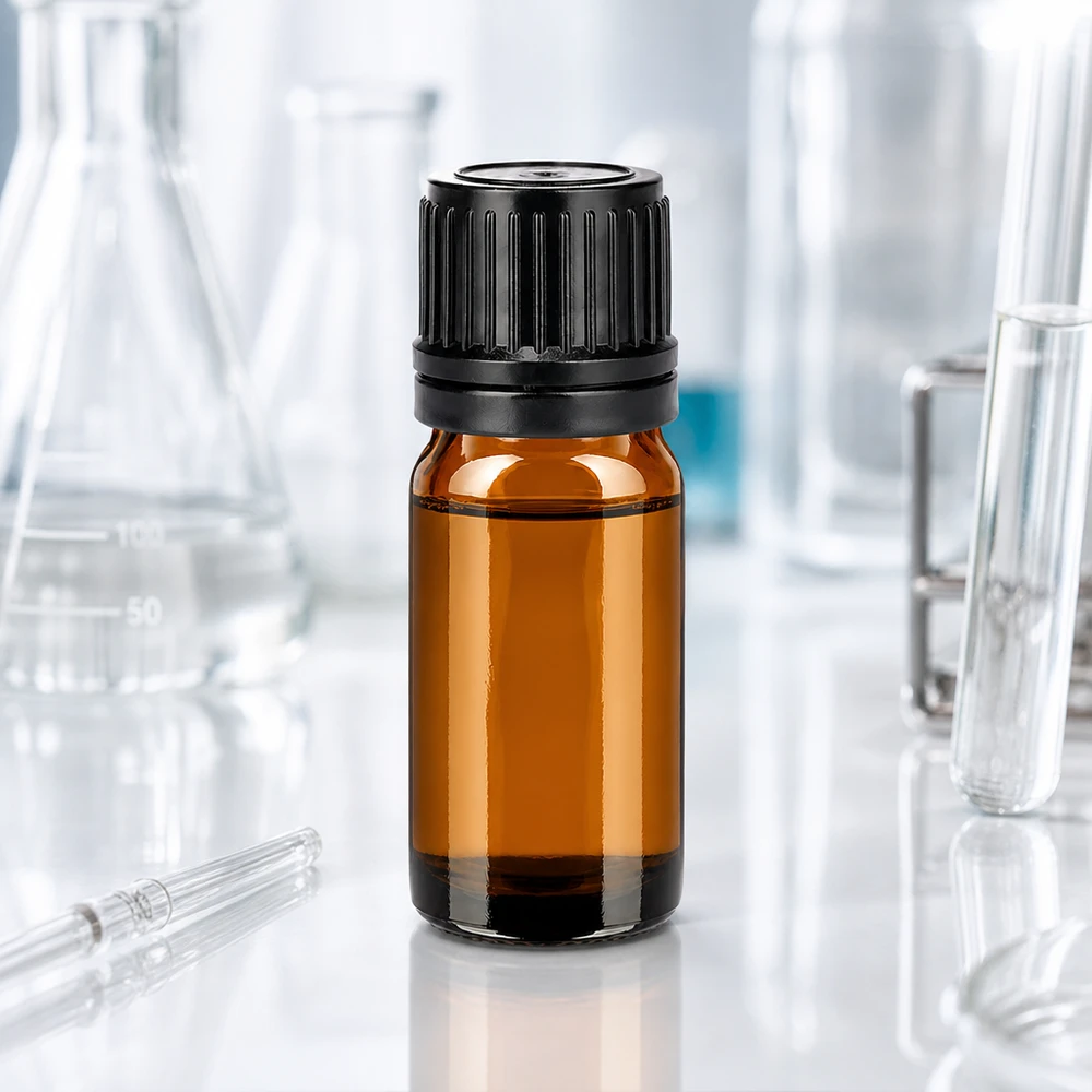 Frasco compacto de laboratorio BrownLine de 5 ml con tapón inviolable negro para muestras