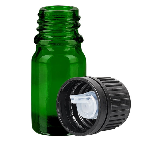 Frasco cuentagotas 5ml 1mm negro cierre inviolable GreenLine UT18/5 Frasco cuentagotas 5ml 1mm negro cierre inviolable GreenLine UT18/5