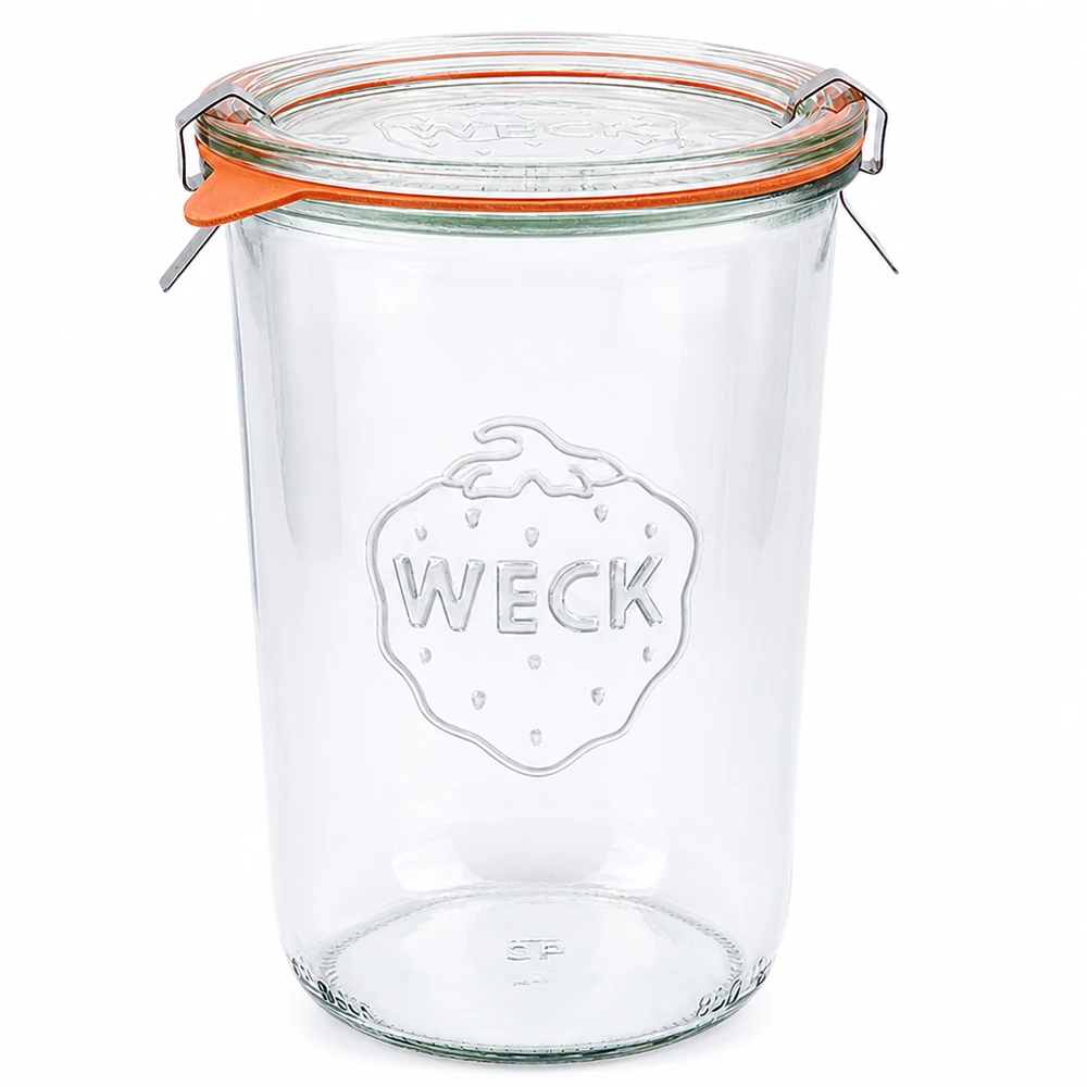 Vaso de 850ml completo WECK RR100 WECK RR100 vasos 850ml con tapa de cristal anillo de goma y abrazaderas para conservar y almacenar