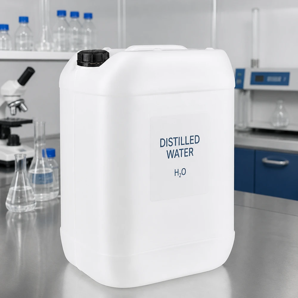 Bidón de laboratorio de 25 litros para agua destilada con tapón de rosca de seguridad