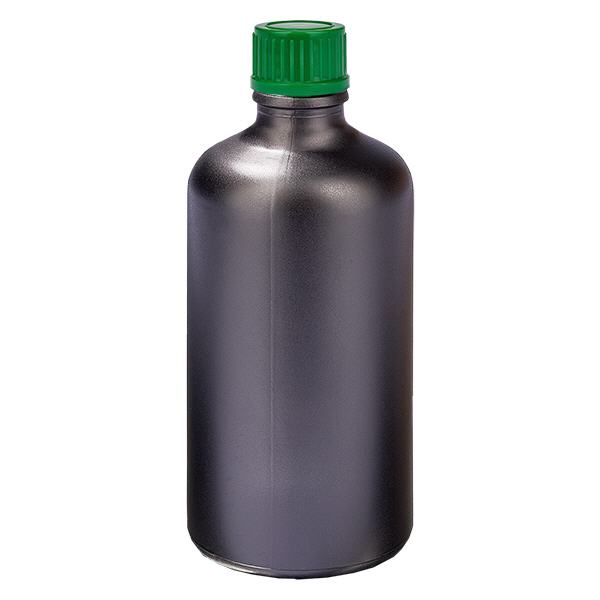Botella 100ml 11mm tapón rosca verde estándar BlackLine UT18/100 Botella 100ml 11mm tapón rosca verde estándar BlackLine UT18/100