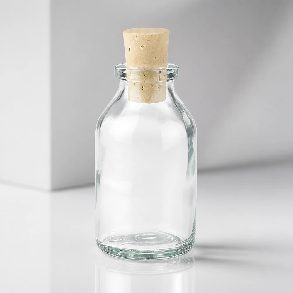 Botella de vidrio transparente 20ml con corcho 11/14mm Wiederverschließbare Glasflasche 20ml mit Naturkorken für Öle und Essenzen
