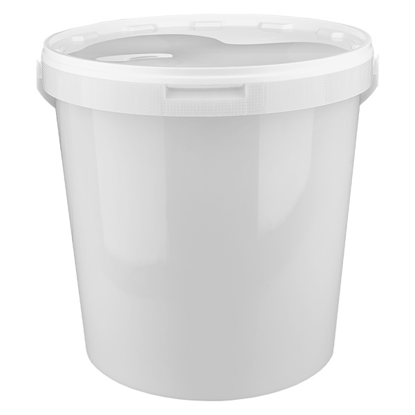Cubo de plástico polipropileno blanco 10,7L con tapa Cubo de plástico polipropileno blanco 10,7L con tapa