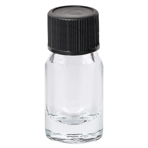 Frasco cuentagotas de 5 ml con tapón estándar negro de 1 mm ClearLine UT18/5 Frasco cuentagotas de 5 ml con tapón estándar negro de 1 mm ClearLine UT18/5