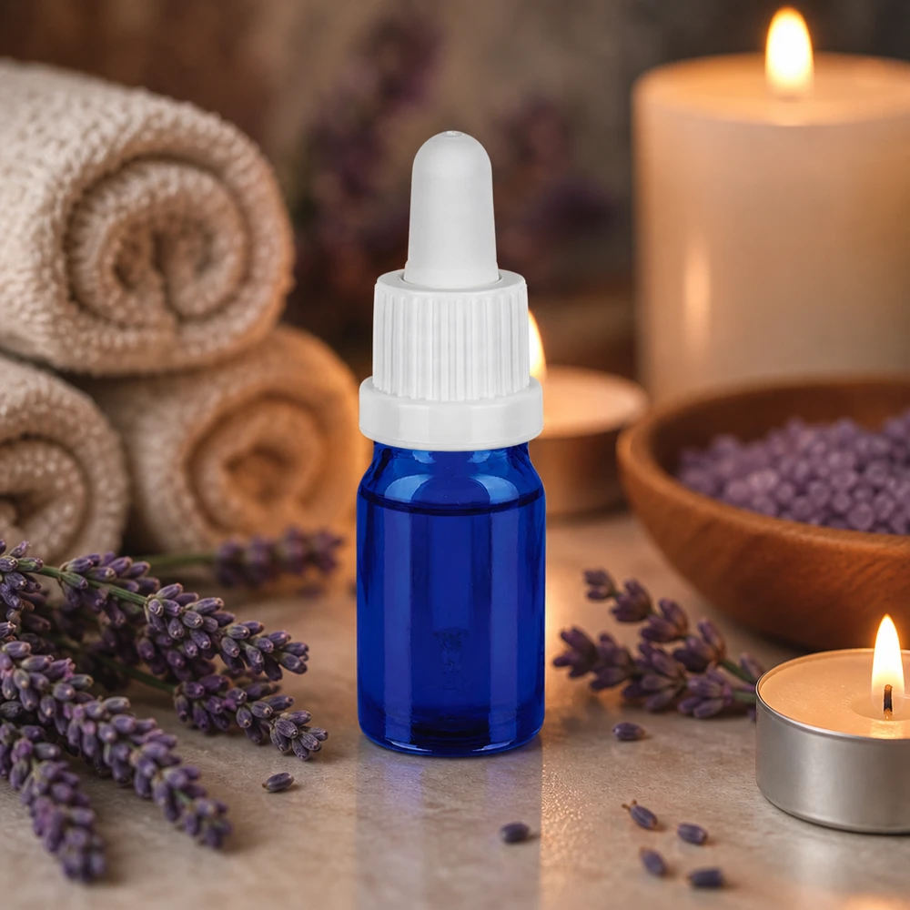 Frasco pipeta 5ml cierre inviolable blanco BlueLine UT18/5 Práctico frasco pipeta de 5 ml con pipeta blanca ideal para aplicaciones de aromaterapia y bienestar
