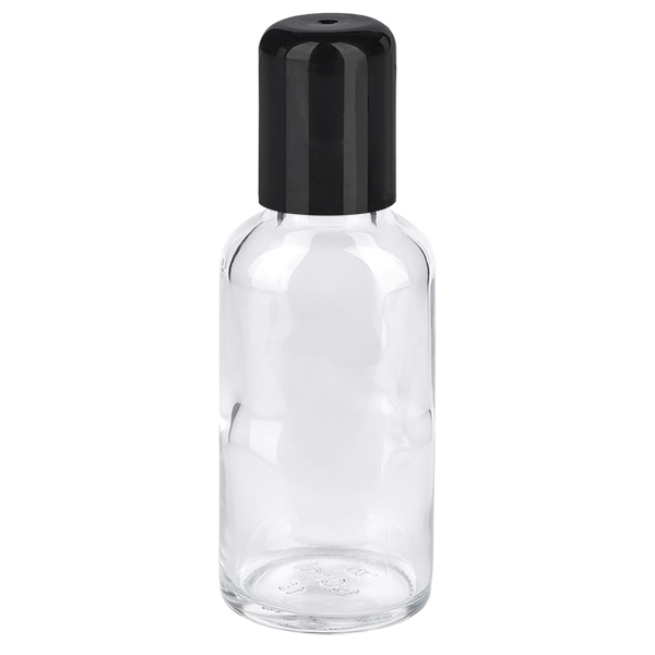 Frasco roll-on de 30 ml negro con tapón estándar ClearLine UT18/30