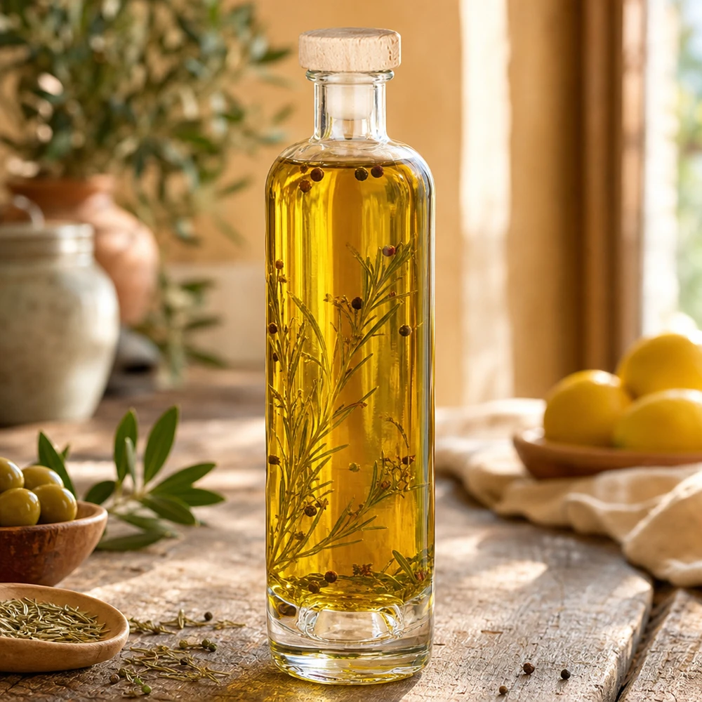 Botella de vidrio de 500 ml «Ella» con tapón de corcho con asa de madera UNiTWIST®