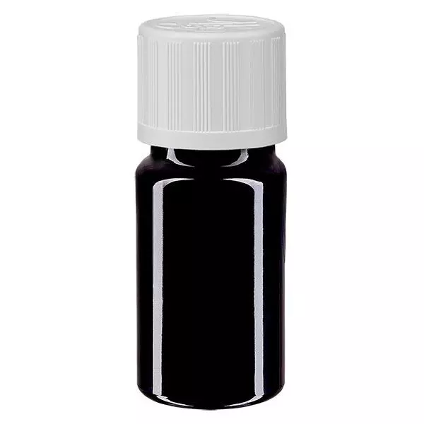 Botella de farmacia violeta 5ml tapón de rosca blanco a prueba de niños estándar Botella de farmacia violeta 5ml tapón de rosca blanco a prueba de niños estándar