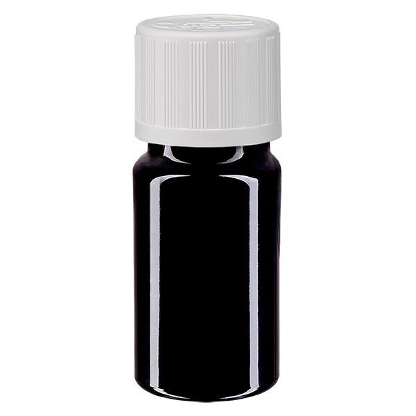 Botella de farmacia violeta 5ml tapón de rosca blanco a prueba de niños estándar Botella de farmacia violeta 5ml tapón de rosca blanco a prueba de niños estándar