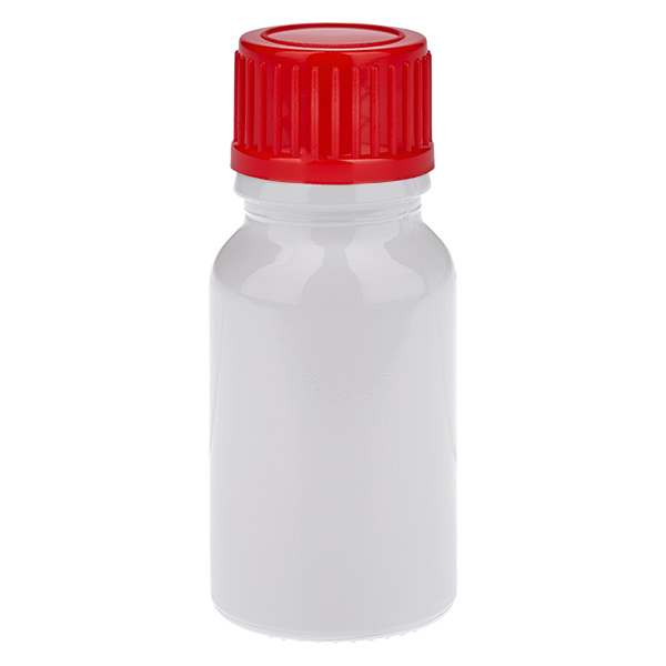 Botella de 10 ml con tapón de rosca rojo de 11 mm, estándar WhiteLine UT18/10 Botella de 10 ml con tapón de rosca rojo de 11 mm, estándar WhiteLine UT18/10