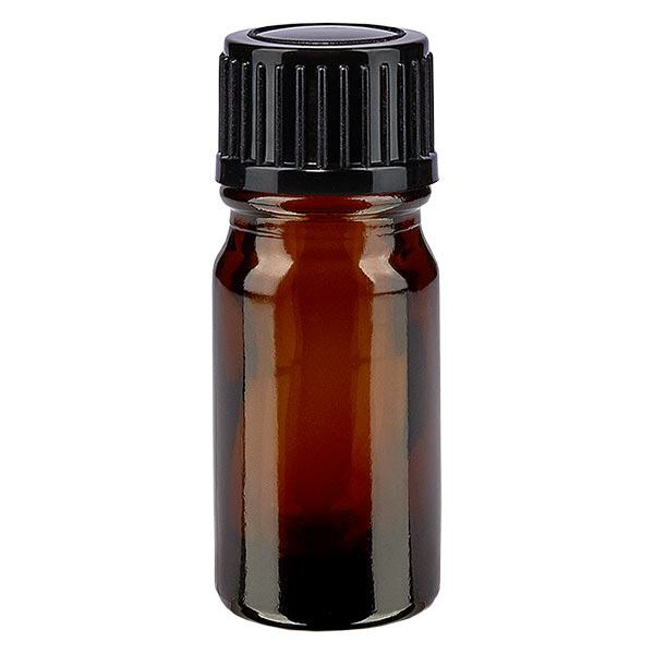 Botella de farmacia marrón 5ml tapón de rosca negro estándar Botella de farmacia marrón 5ml tapón de rosca negro estándar
