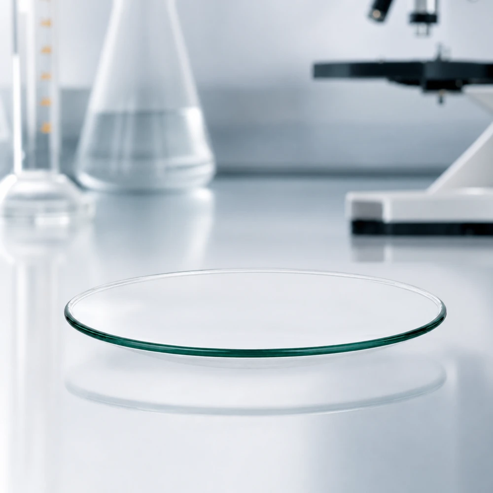 Plato vacío de vidrio de reloj de 80 mm de diámetro con superficie perfectamente lisa para trabajos precisos de laboratorio