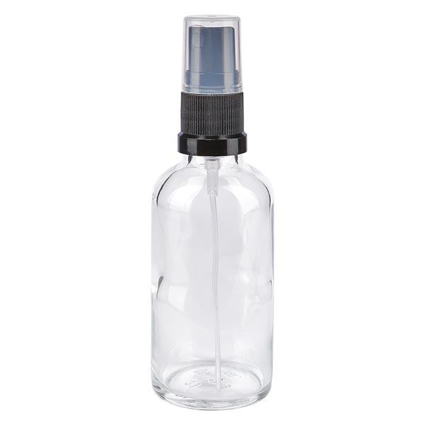 Botella de farmacia transparente 50ml pulverizador negro Botella de farmacia transparente 50ml pulverizador negro