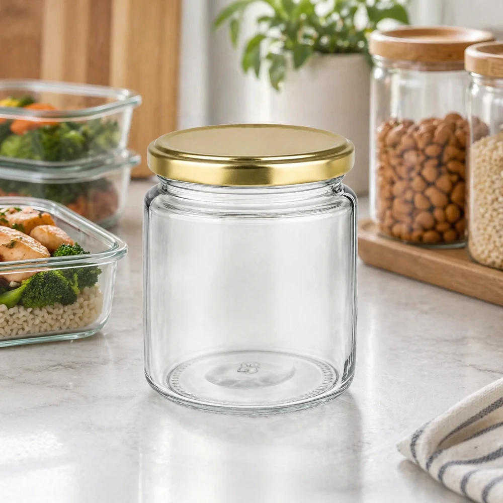 Tarro para miel de 350 g con tapa dorada BasicSeal UNiTWIST Tarro para miel de 350 g con tapa dorada BasicSeal UNiTWIST