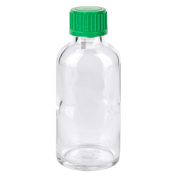 Frasco cuentagotas de 50 ml y 0,8 mm de color verde con cierre estándar ClearLine UT18/50 Frasco cuentagotas de 50 ml y 0,8 mm de color verde con cierre estándar ClearLine UT18/50