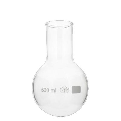 Frasco redondo con cuello ancho de borosilicato resistente al calor