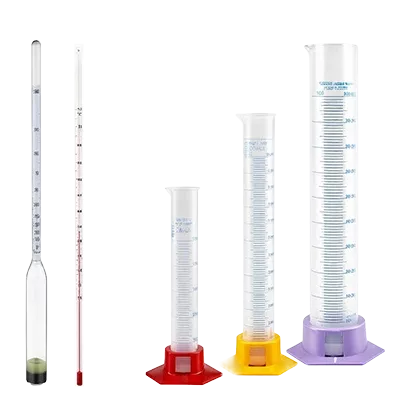 Cilindros graduados, termómetros y alcoholímetros